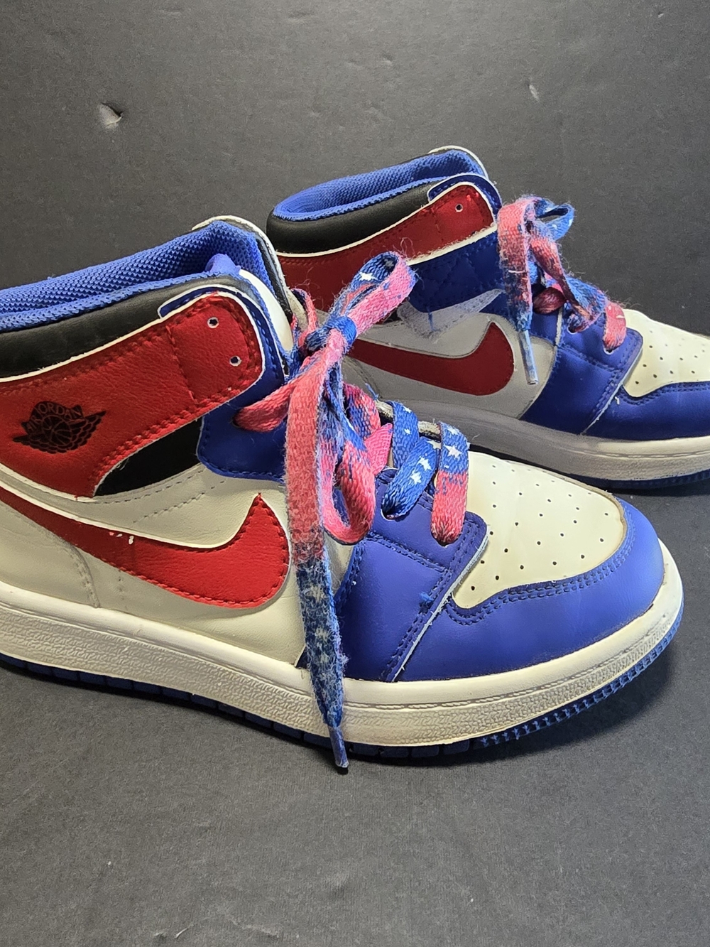 Nike Air Jordan 1 Shoes Kids Size 12C Red White Blue Patriotic Stars AR20501